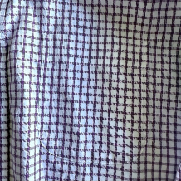 Peter Millar Button Up Shirt Nanoluxe Easycare Purple Windowpane Plaid Mens XXL - Picture 11 of 11